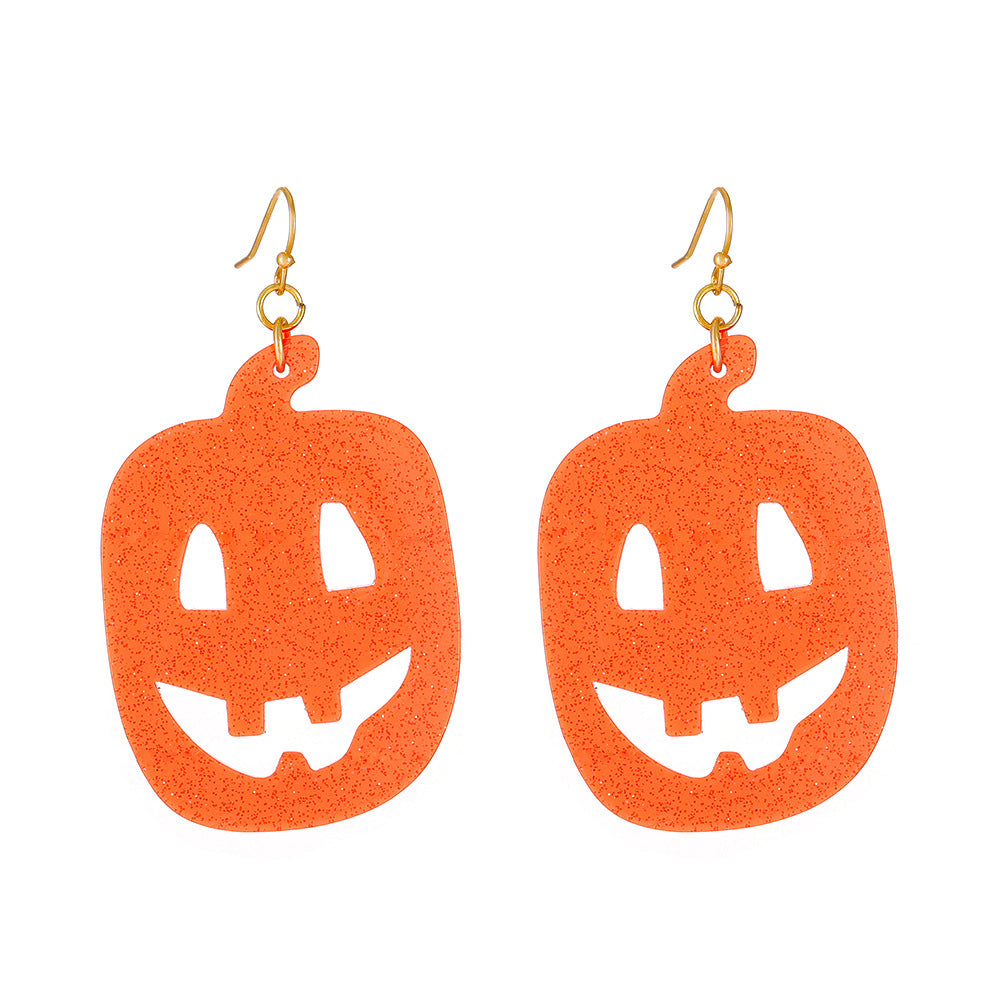 Pendientes de aleación con diseño de calabaza y calavera, estilo punk, chapados en oro, para mujer, temáticos de Halloween
