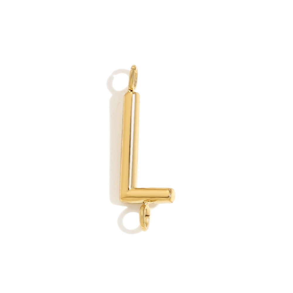 Minimalist 18K Gold Plated Stainless Steel Letter Charm Bar