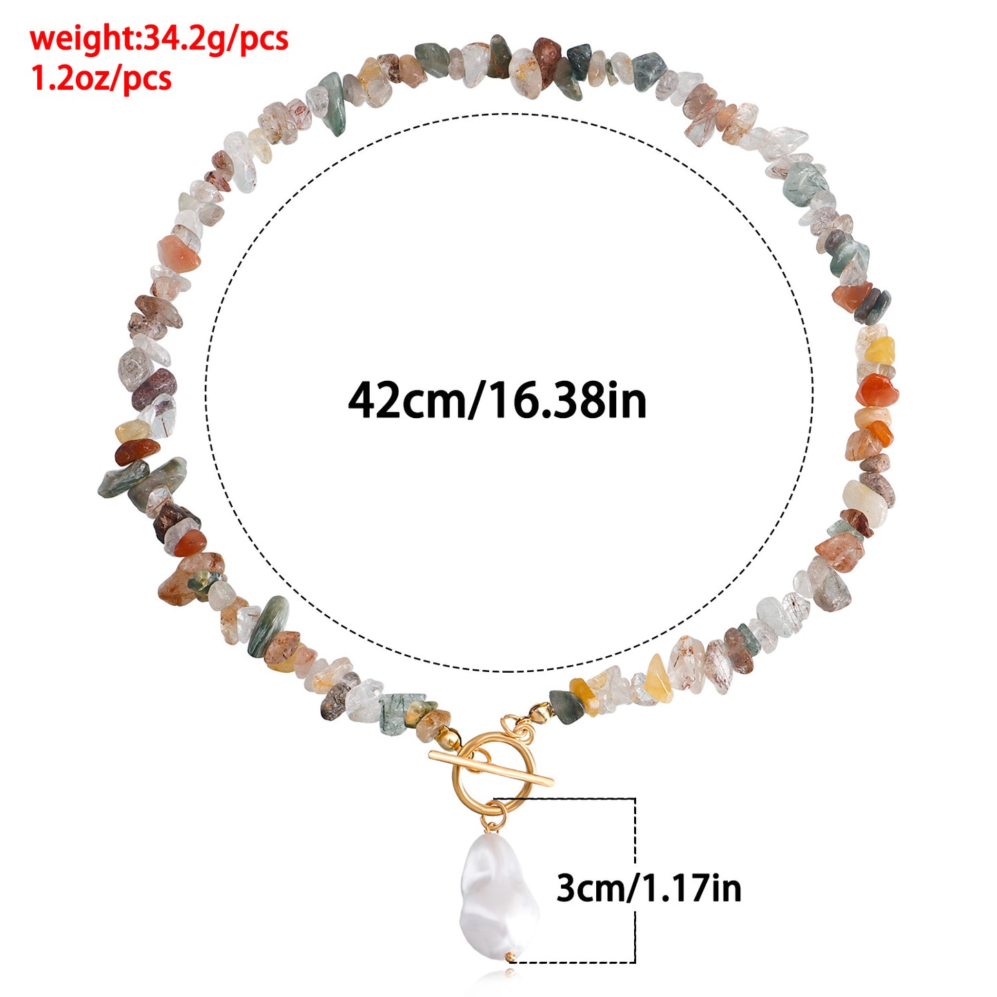Minimalist Geometric Alloy Necklace with Pearl Accents and Turquoise Beads for Women
