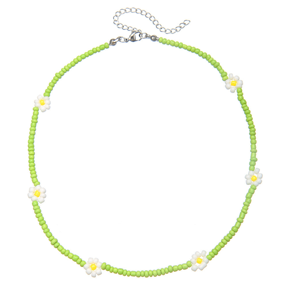 Geometric Heart Stainless Steel Necklace with Pearl and Floral Elements