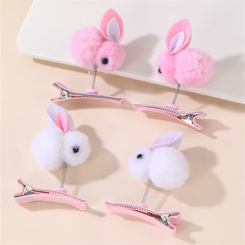 Fermaglio per Capelli a Coniglio Cartone Animato per Bambini - Accessorio per Capelli a Forma di Animale in Tessuto Felpato Stile Principessa con Rivestimento in Resina