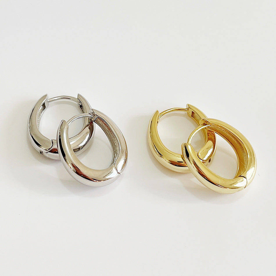 Orecchini a Cerchio Larghi Rotondi Geometrici Minimalisti in Argento Sterling 925