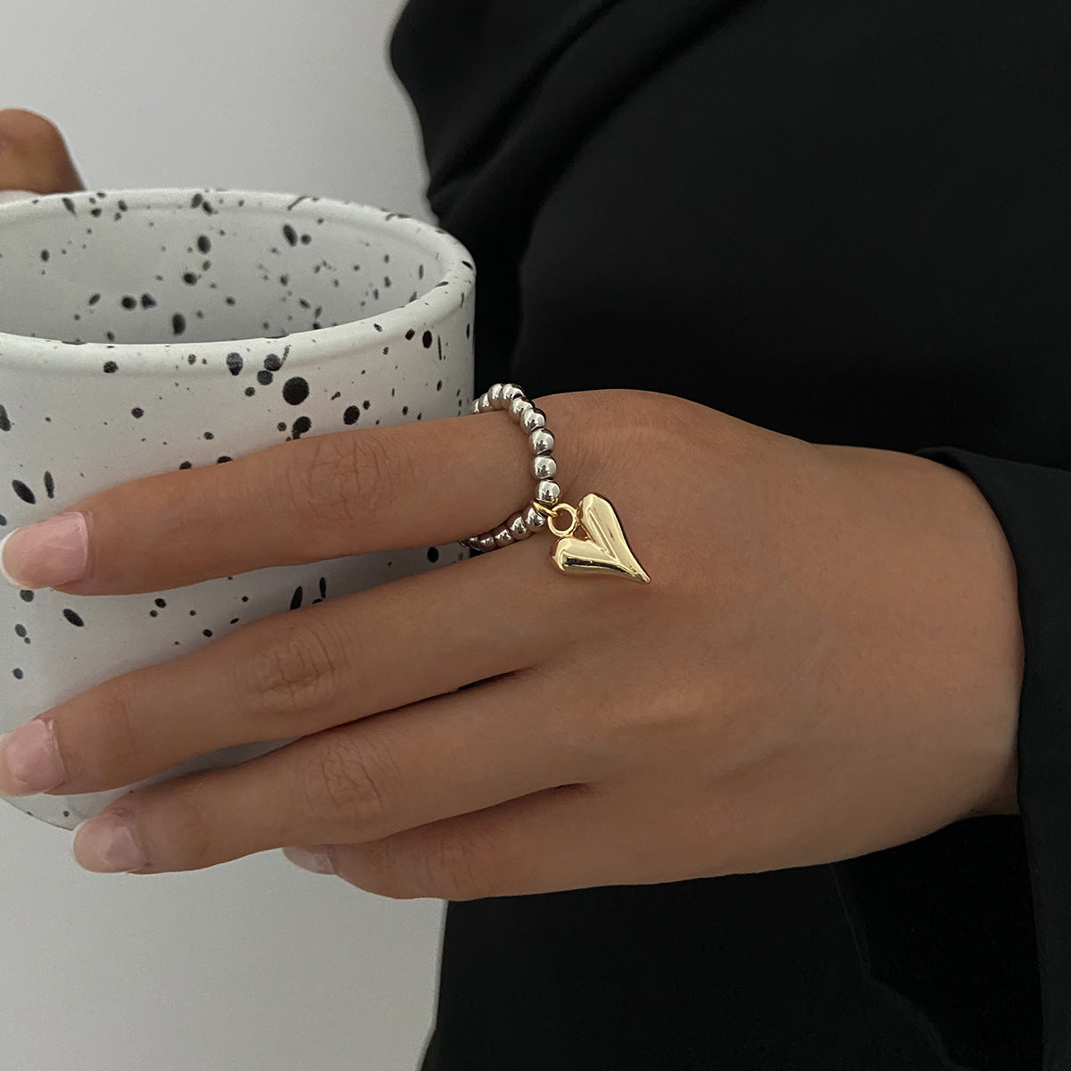 Minimalist Plated Alloy Heart Ring for Women