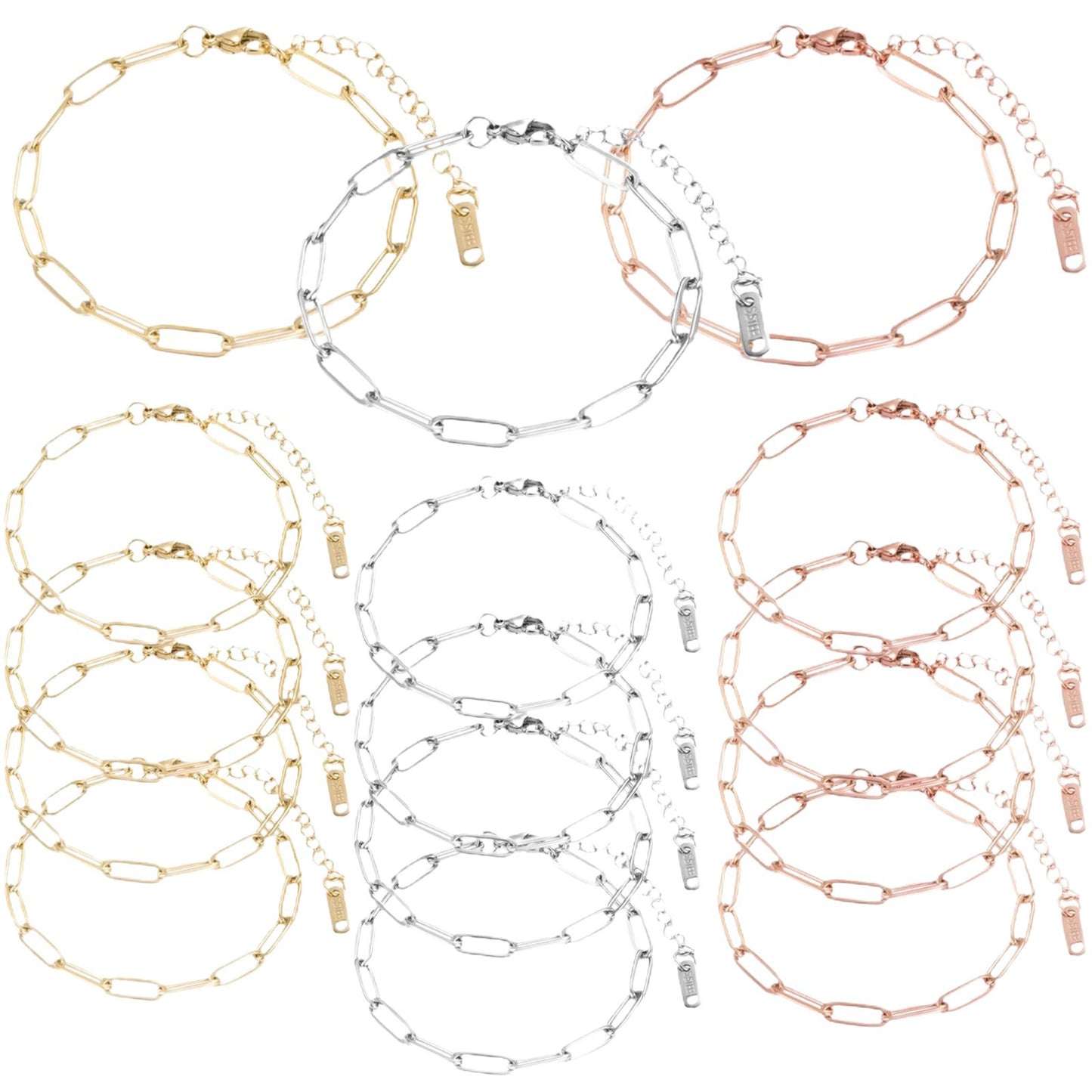 Punk Hip-hop Geometric Rose Gold Plated Titanium Steel Bracelet for Women