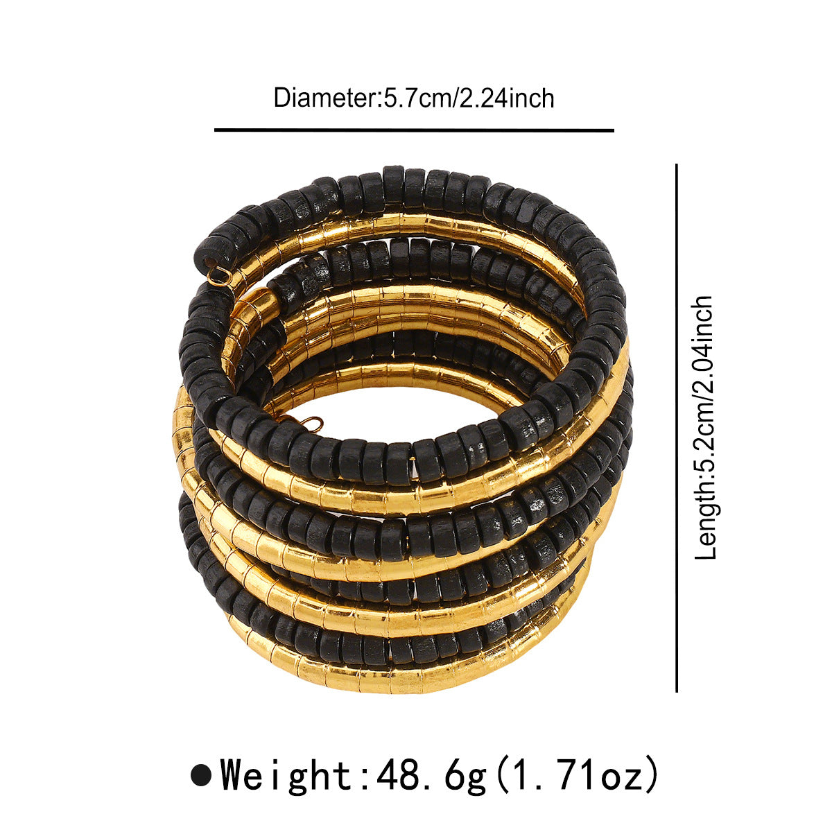 Bracciale in lega e perline di legno stile Punk Vintage con forme geometriche, set di bracciali multistrato fatti a mano e impilabili