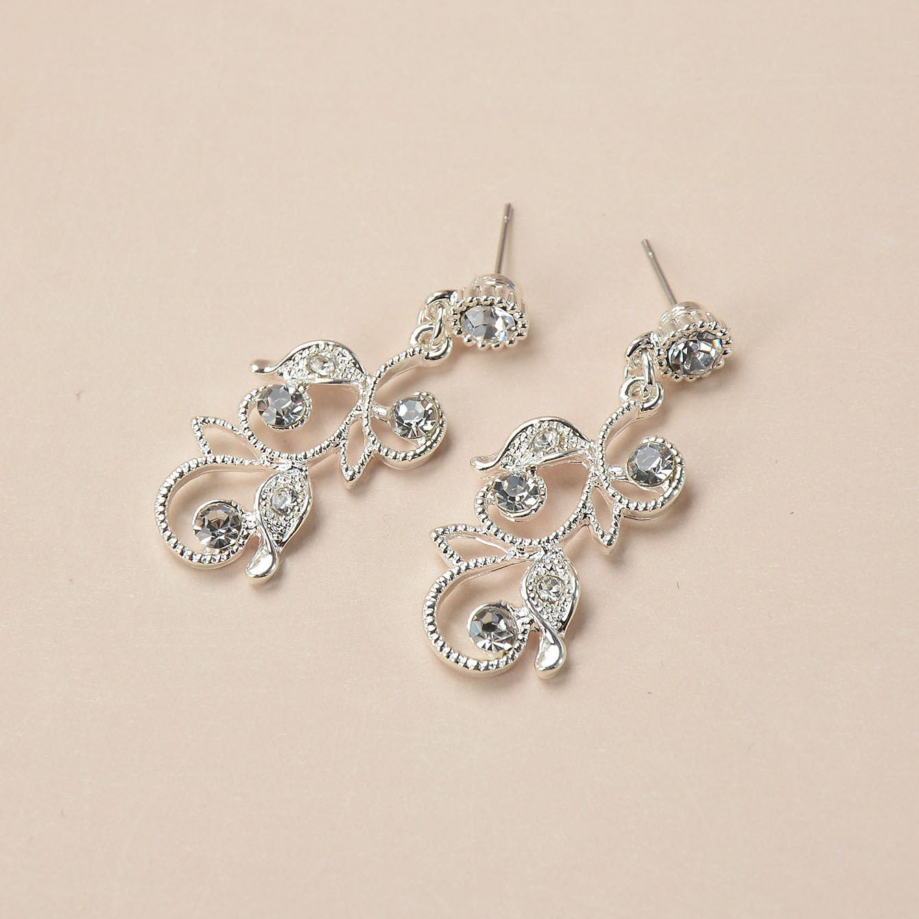 Sweet Rhinestone Butterfly Alloy Plated Necklace and Earring Set for Women Wedding Bridal Jewelry