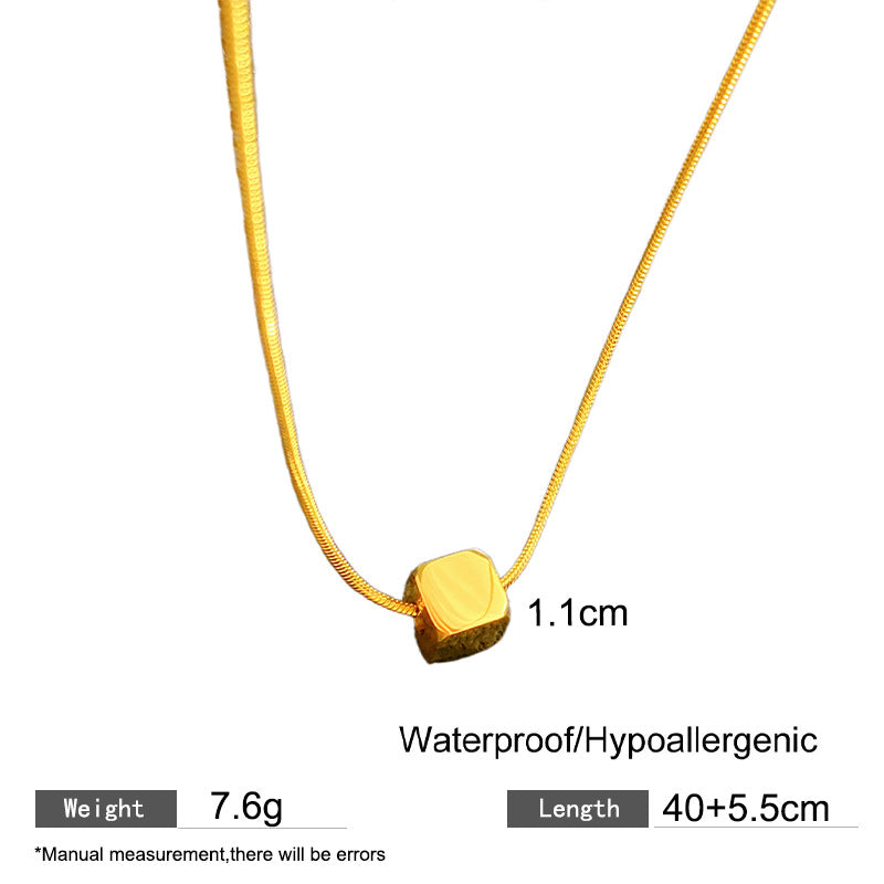 Elegant Minimalist Square Geometric Titanium Steel Plated Necklace for Women
