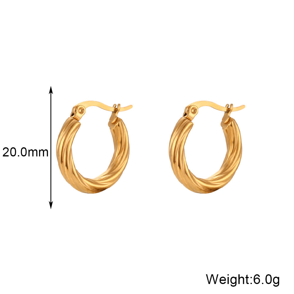 Pendientes de aro con forma de C, de acero inoxidable chapado en oro de 18 quilates, diseño geométrico de lujo minimalista para mujer