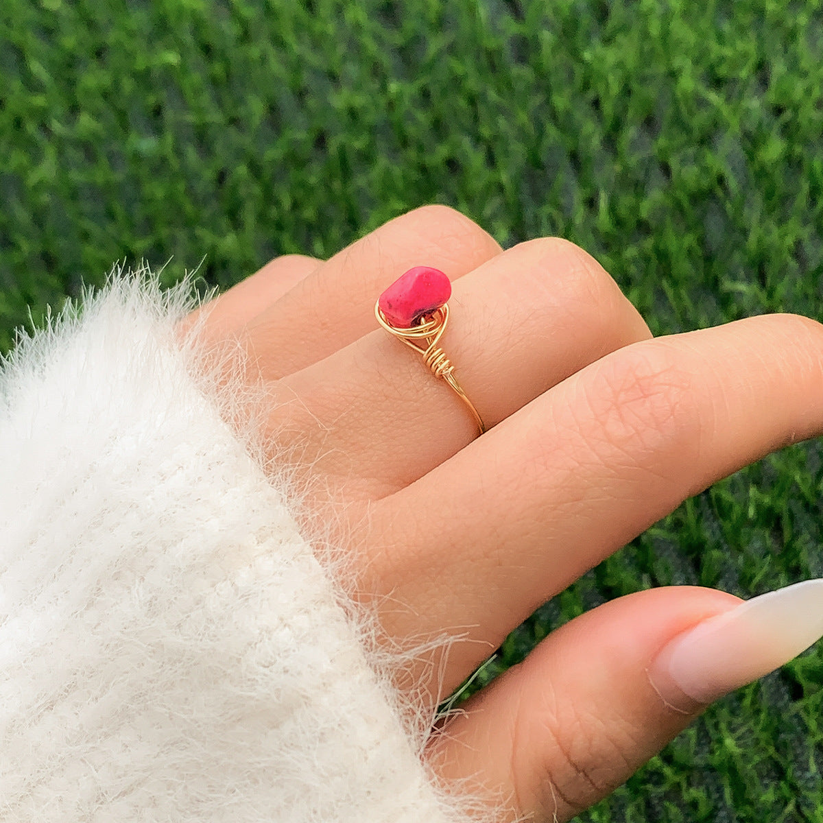 Vintage Punk Plated Acrylic Opal Eye Ring for Women