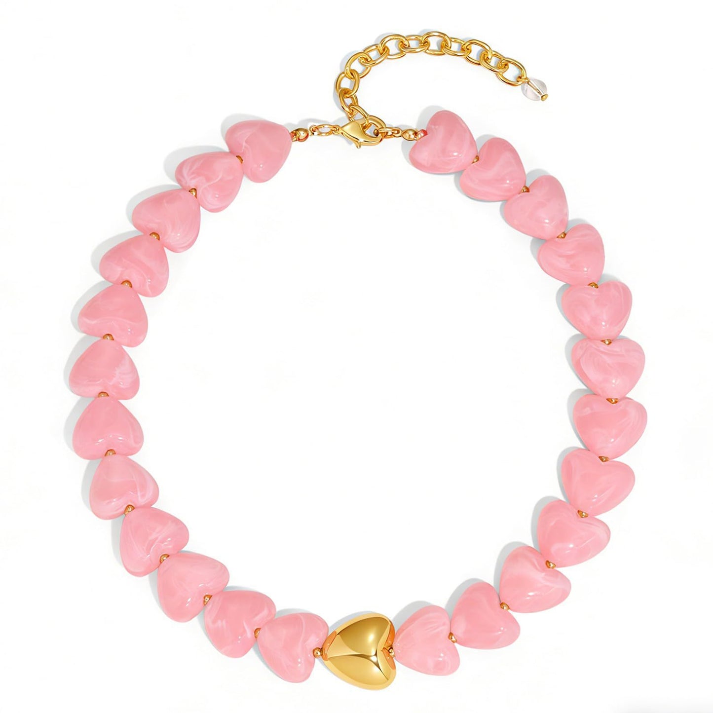 Bohemian Casual Heart Resin Acrylic Pendant Necklace for Women