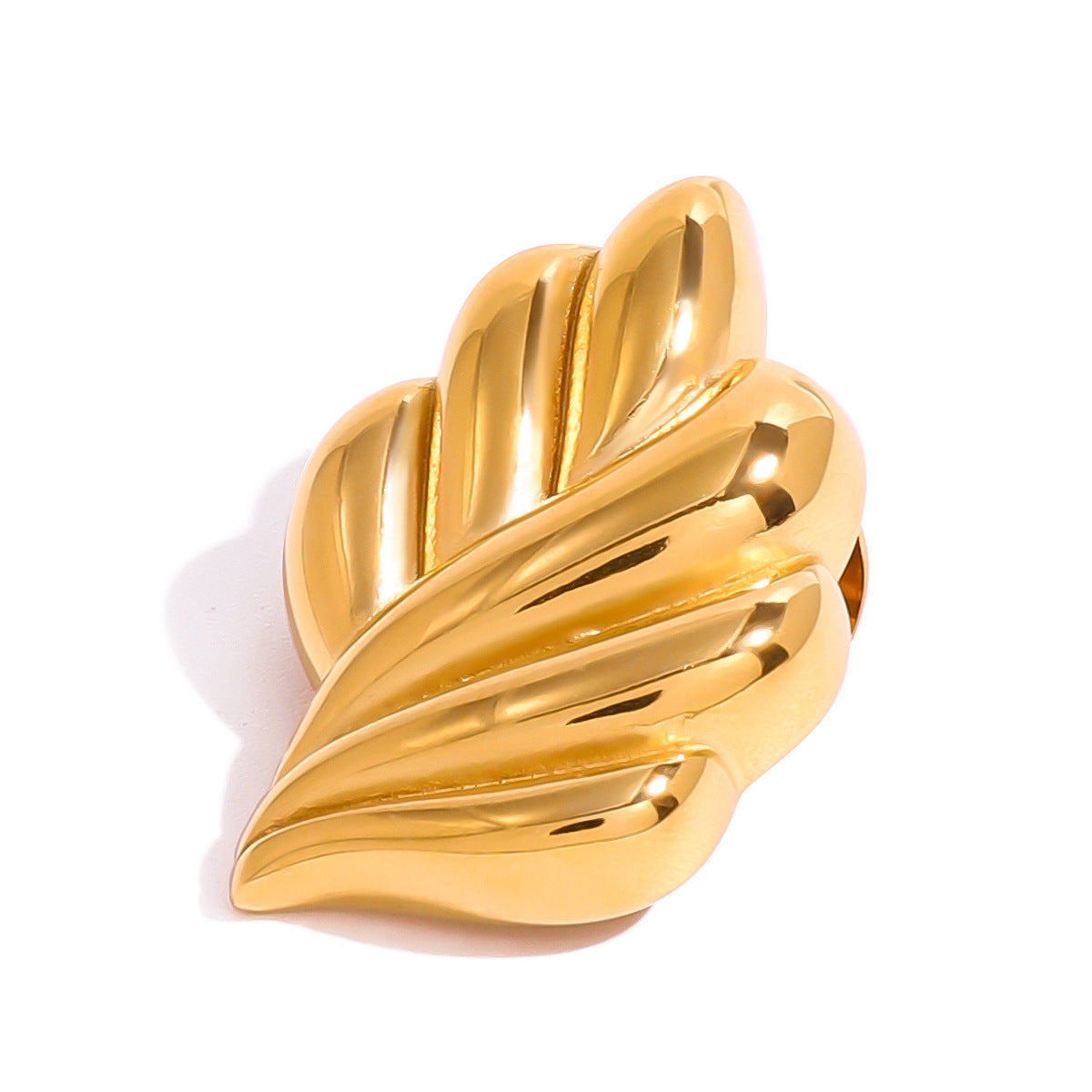 Elegant Leaf-Shaped Stainless Steel Brooch with Plating Finish for Women Fashionable Office Wear Accessory