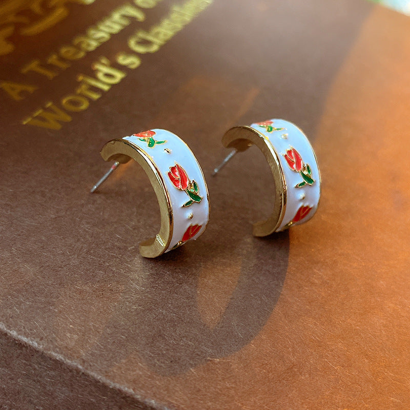 Vintage Geometric Alloy Earrings with Gold-Plated Finish and Stainless Steel Posts for Women