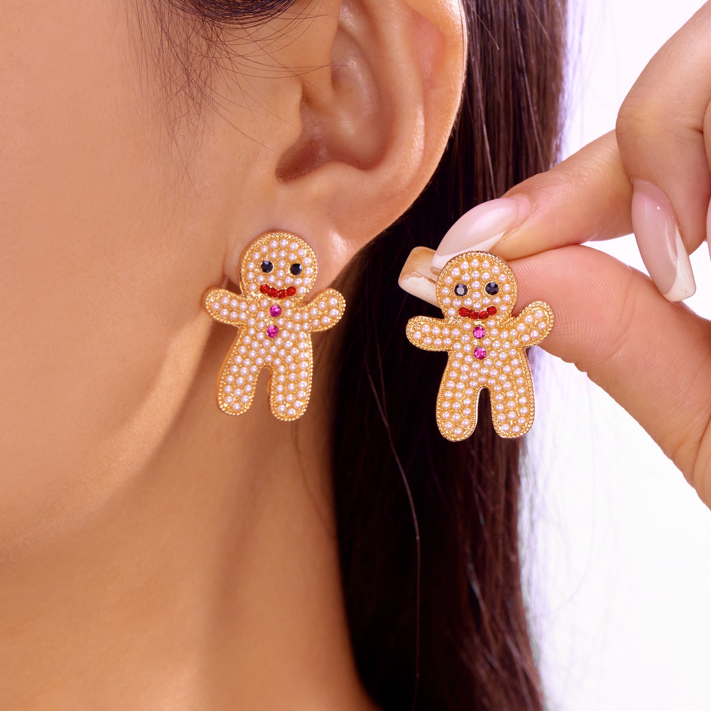 Pendientes creativos de campana y árbol de hombre de jengibre navideños para mujer con construcción acrílica y postes de acero inoxidable