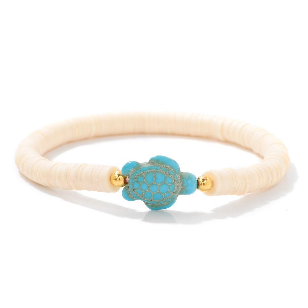 Bohemian Turquoise Turtle Resin Bracelet Unisex Handmade Elastic Bangle