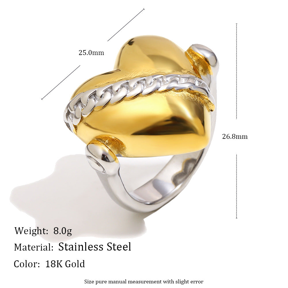 Anillo minimalista geométrico de acero inoxidable con baño de oro de 18 quilates para mujer