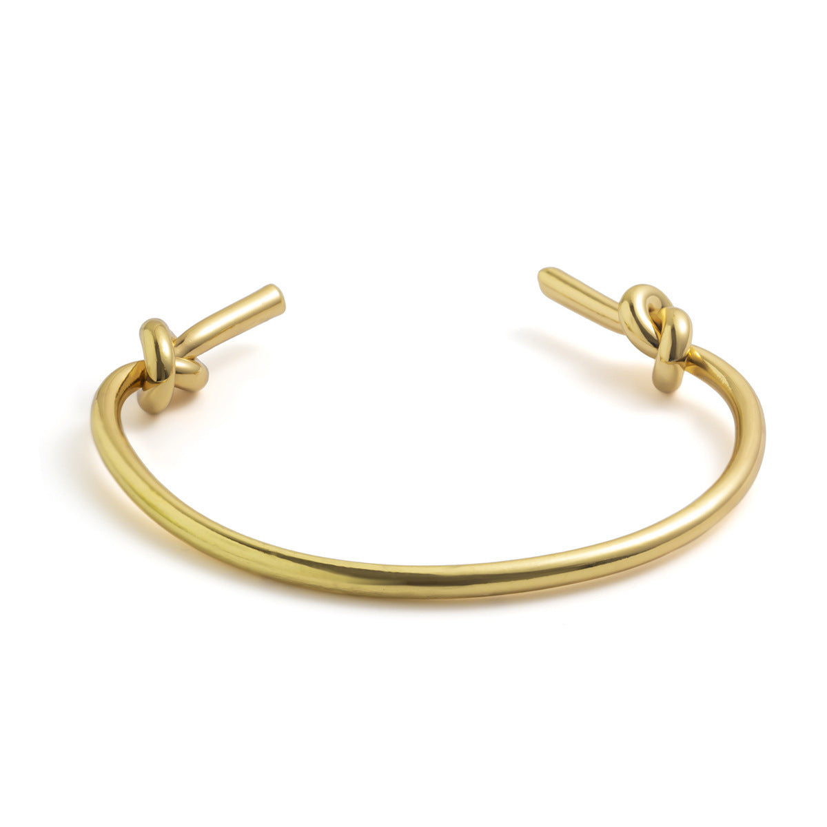 Minimalist Double Layer Hollow Knot Open Cuff Bracelet Geometric Line Design Gold Plated Alloy Jewelry for Women