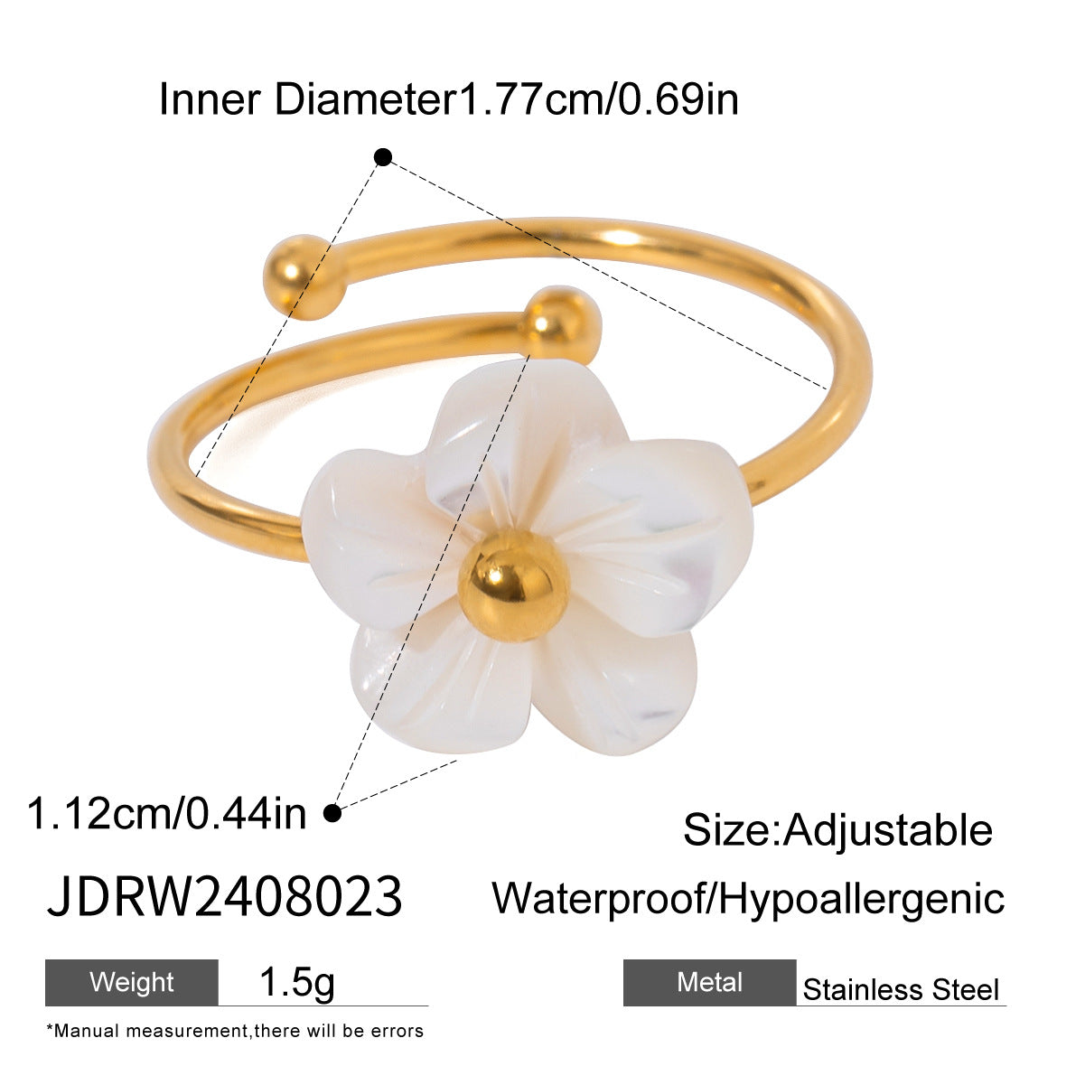 Minimalist Geometric Floral Plated Stainless Steel Ring for Women