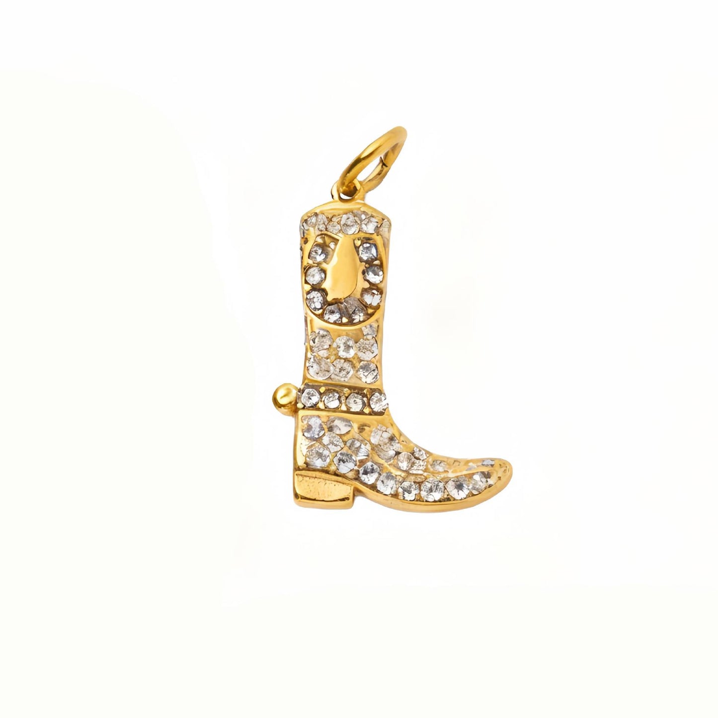 Hip-hop Stainless Steel 18K Gold Plated PVD Cowboy Hat Boot Horseshoe DIY Charm Bar