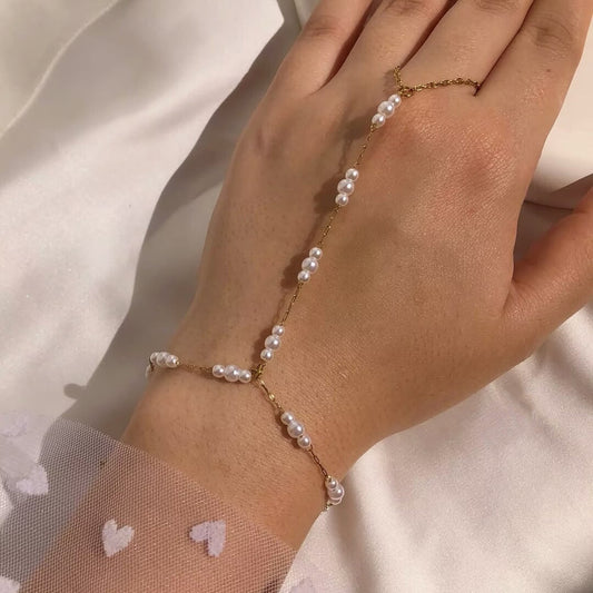 Pulsera apilable de doble capa de acero inoxidable geométrico con baño de oro de 18 quilates para mujer