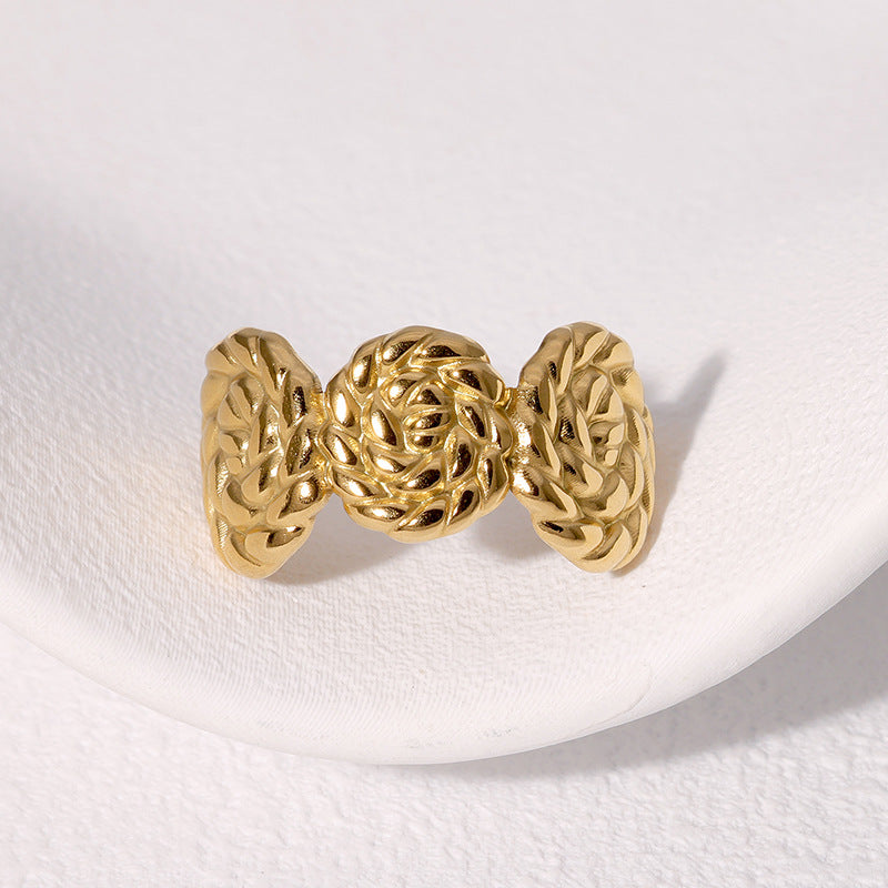 Anello aperto a fiore geometrico minimalista in acciaio inossidabile placcato oro 18 carati, gioielli da donna