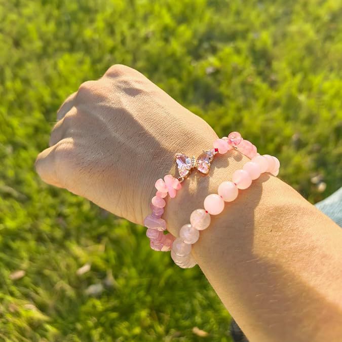 Minimalist Natural Stone Butterfly Beaded Bracelet for Women