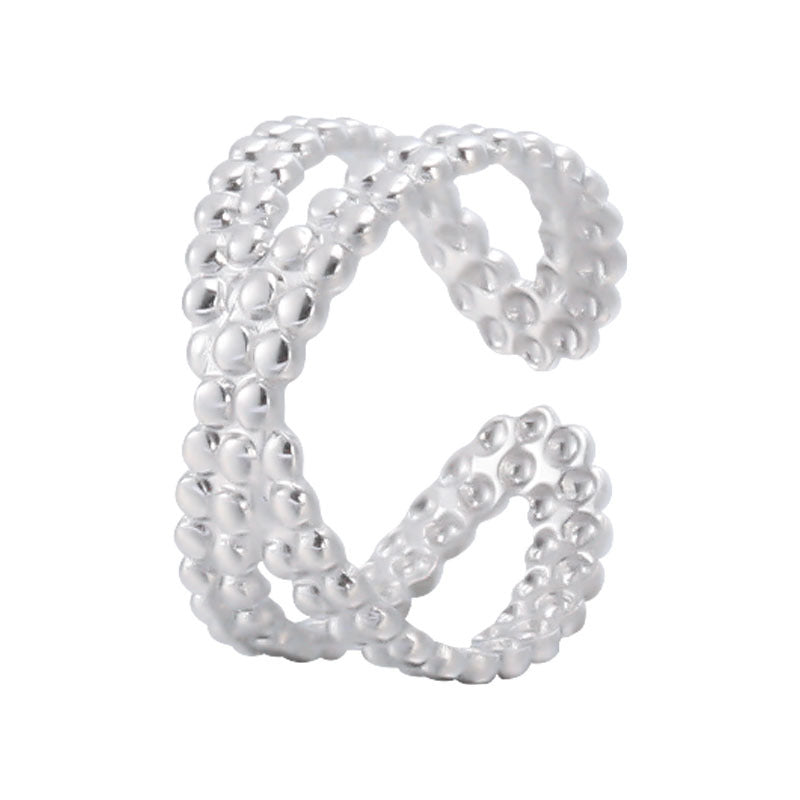 Anello Aperto Regolabile da Donna in Acciaio Inossidabile Geometrico Minimalista con Finitura Galvanica
