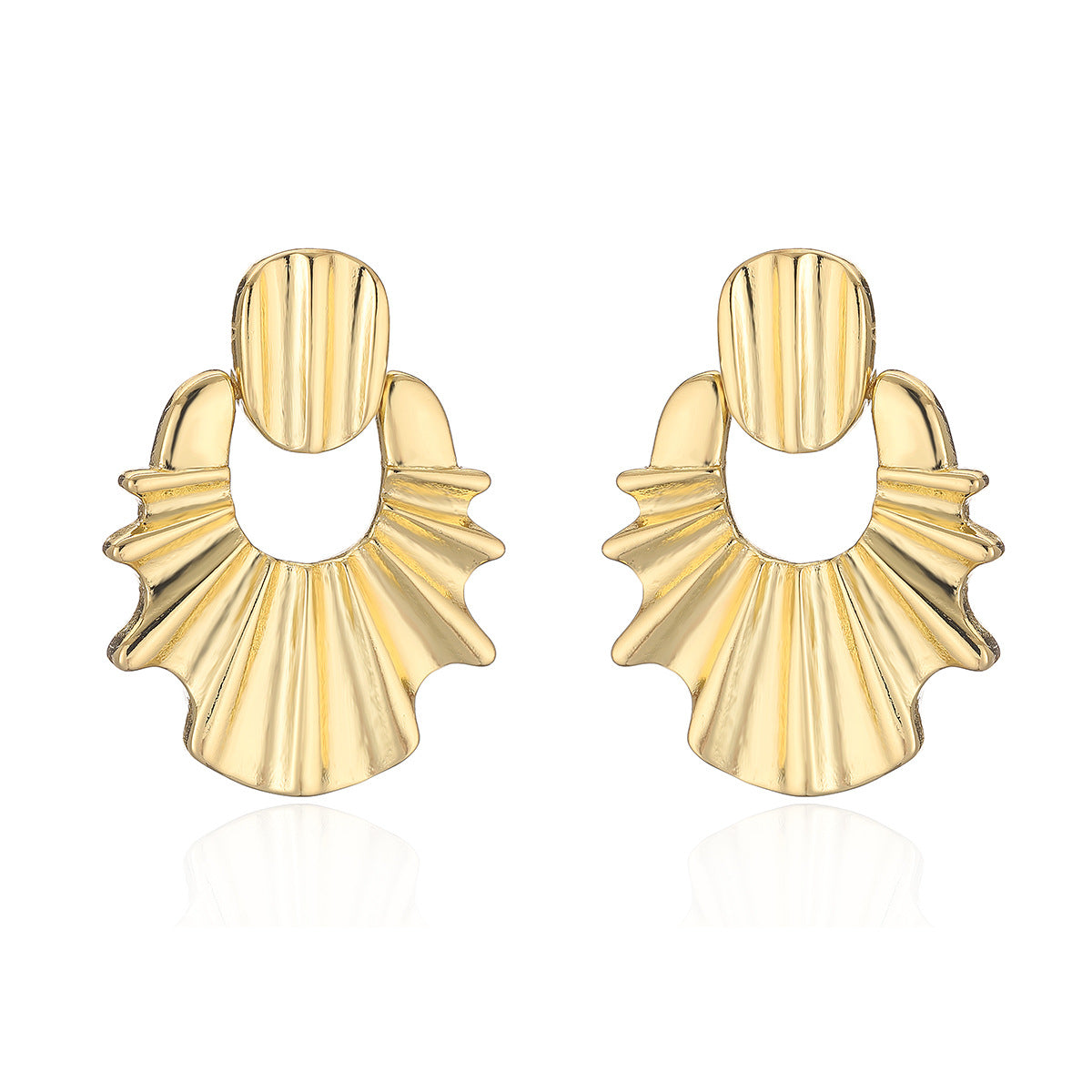 Orecchini da donna geometrici irregolari minimalisti in rame con placcatura in oro vero