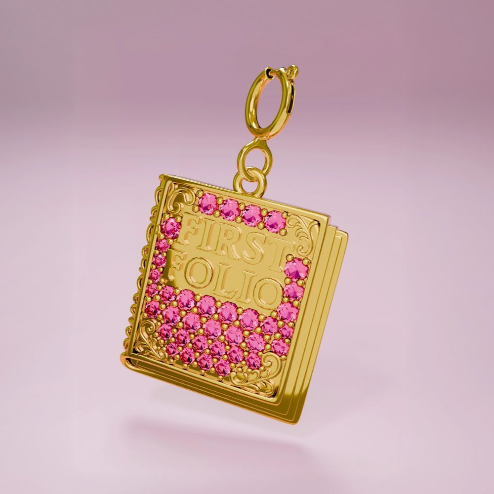 Vintage 18K Gold Plated PVD Stainless Steel Cubic Zirconia Floral Charm Bar