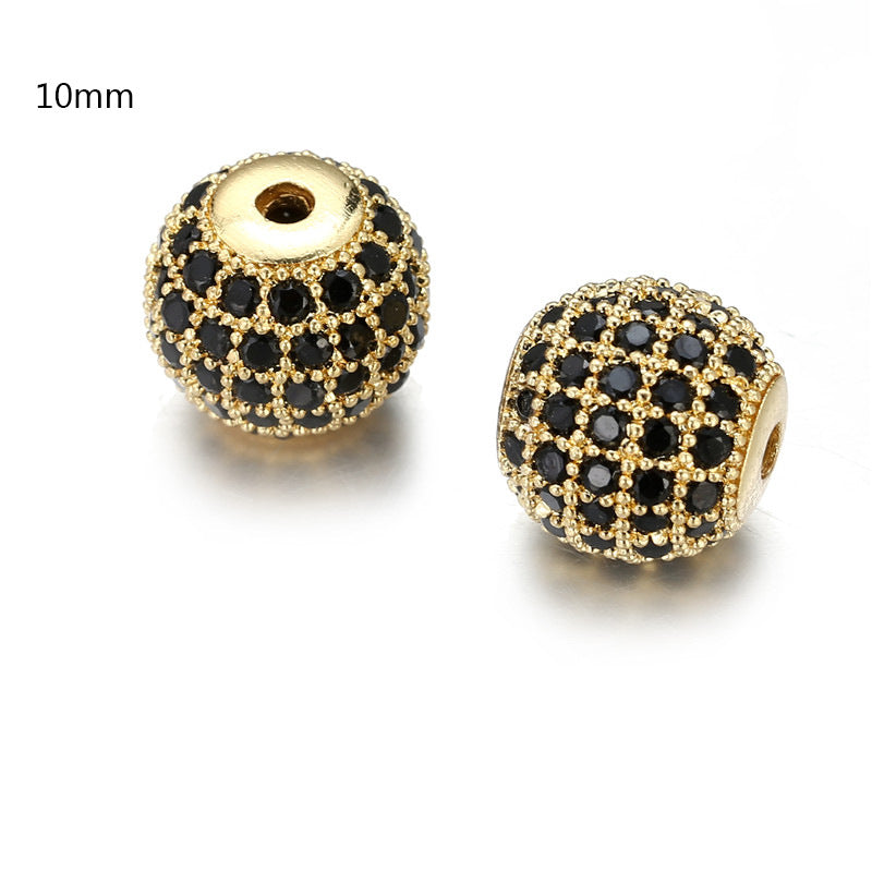 Brass Gold Plated Round Cubic Zirconia Ball Pendant Bead Charm