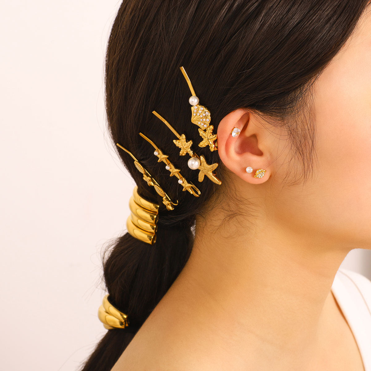 Minimalist Star and Planet Shaped Stainless Steel Earrings with Rhinestone Inlay for Women