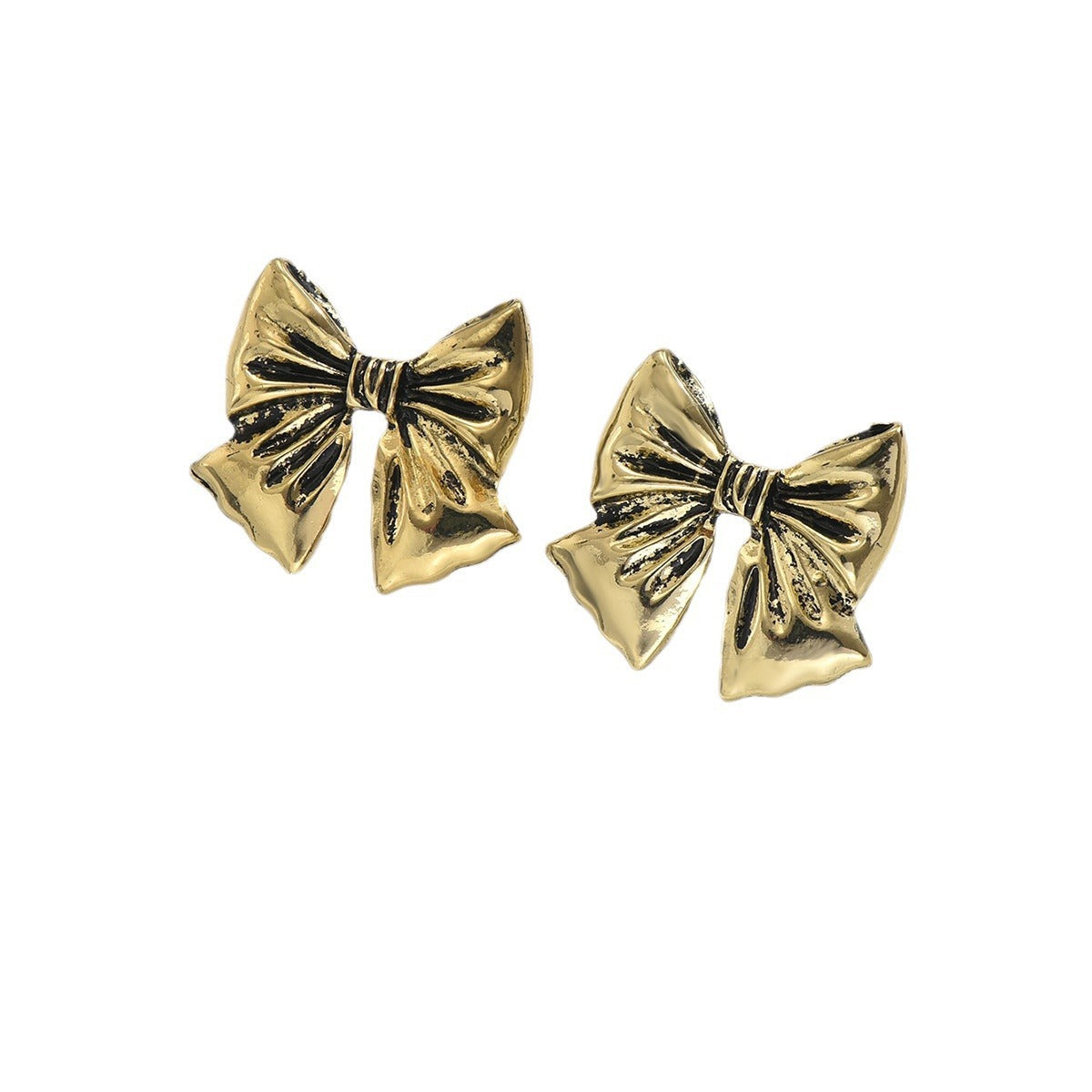 Minimalist Bow-Shaped Zinc Alloy Earrings with Gold Plating for Women, Stainless Steel Post, Elegant and Versatile Fashion Jewelry