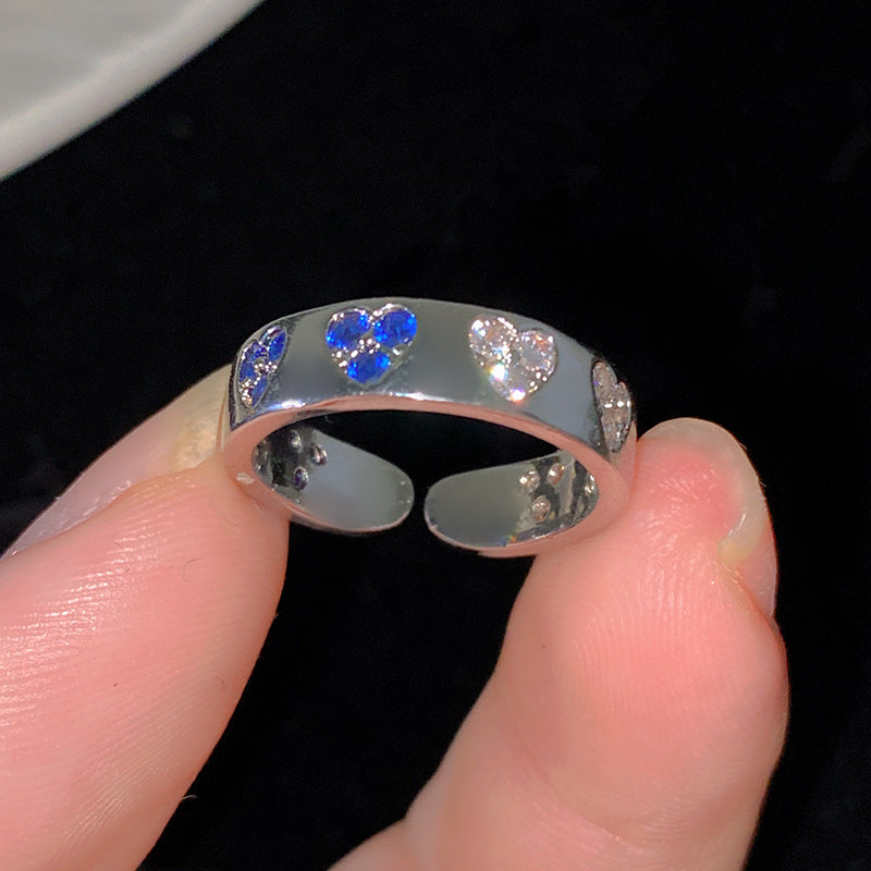 Minimalist Sweet Colorful Crown Flower Bow Teardrop Brass Ring with Cubic Zirconia Inlay for Women