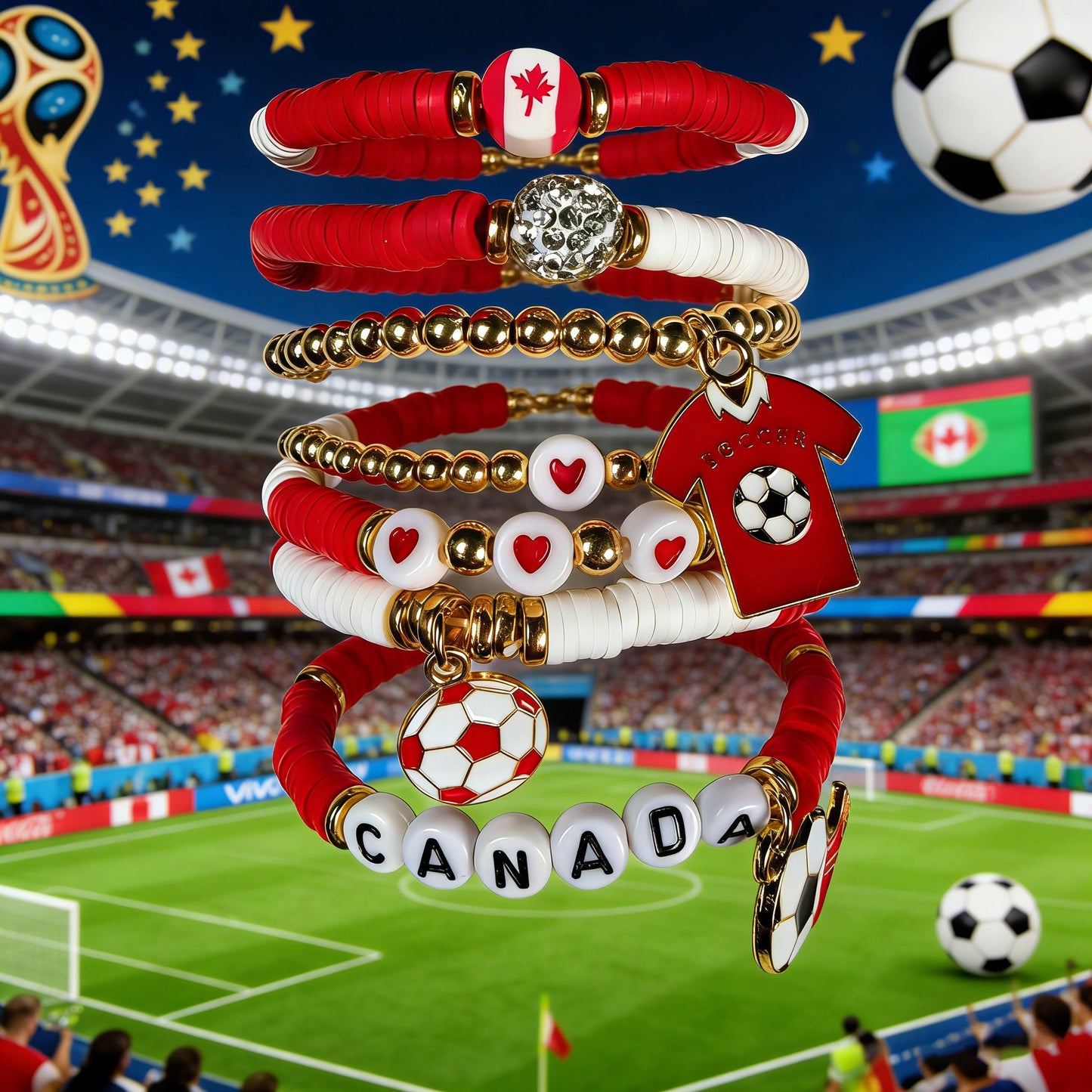 Vintage Handmade Resin Bracelet Unisex World Cup Fan Jewelry