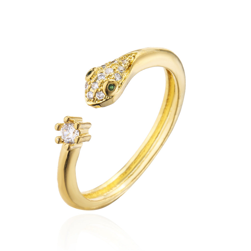 Minimalist Geometric Copper Ring with 18K Gold Plating and Micro-Paved Zirconia