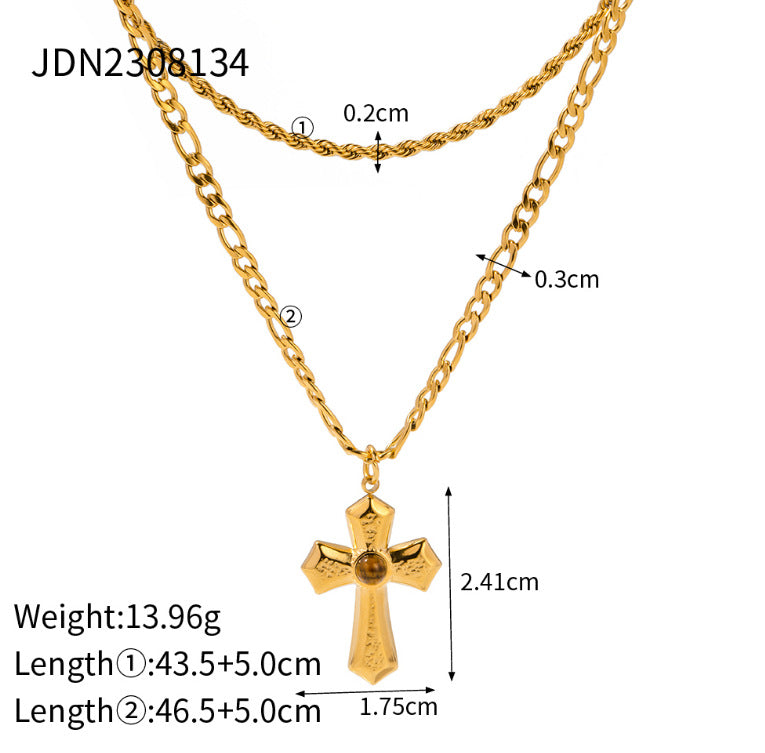 Minimalist Geometric Titanium Steel Pendant Stainless Steel Multi-layer Cable Chain Necklace for Women