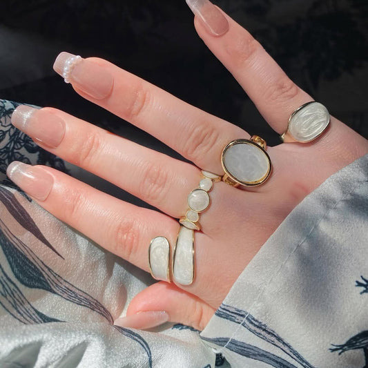 Chic Minimalist Round Geometric Open Adjustable Ring in Stainless Steel with Gold Plating