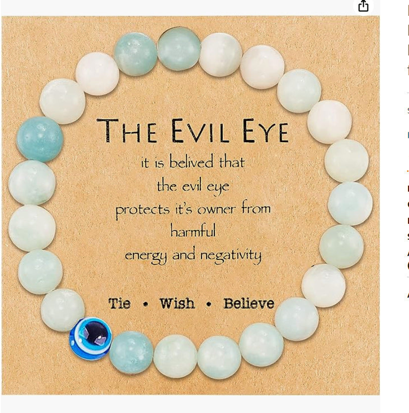 Minimalist Business Round Geometric Agate Crystal Evil Eye Bracelet Unisex Handmade Jewelry