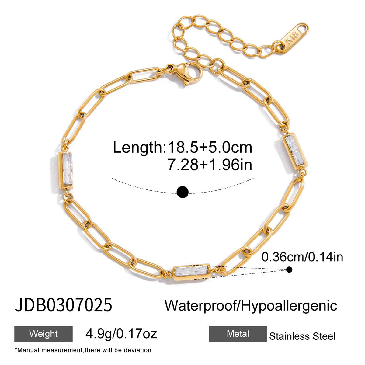 Bracciale Minimalista Geometrico in Acciaio al Titanio con Intarsio di Strass per Donna, Accessorio Moda in Acciaio Inossidabile Placcato