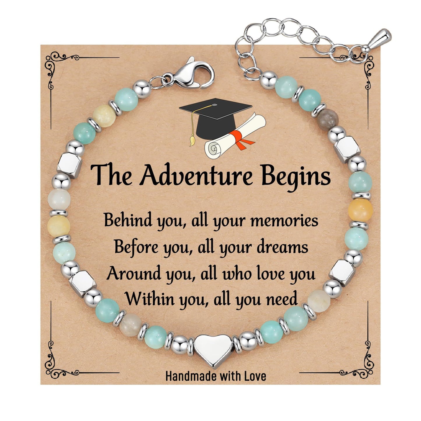 Fashion Heart Shaped Crystal Beaded Stainless Steel Bracelet for Women