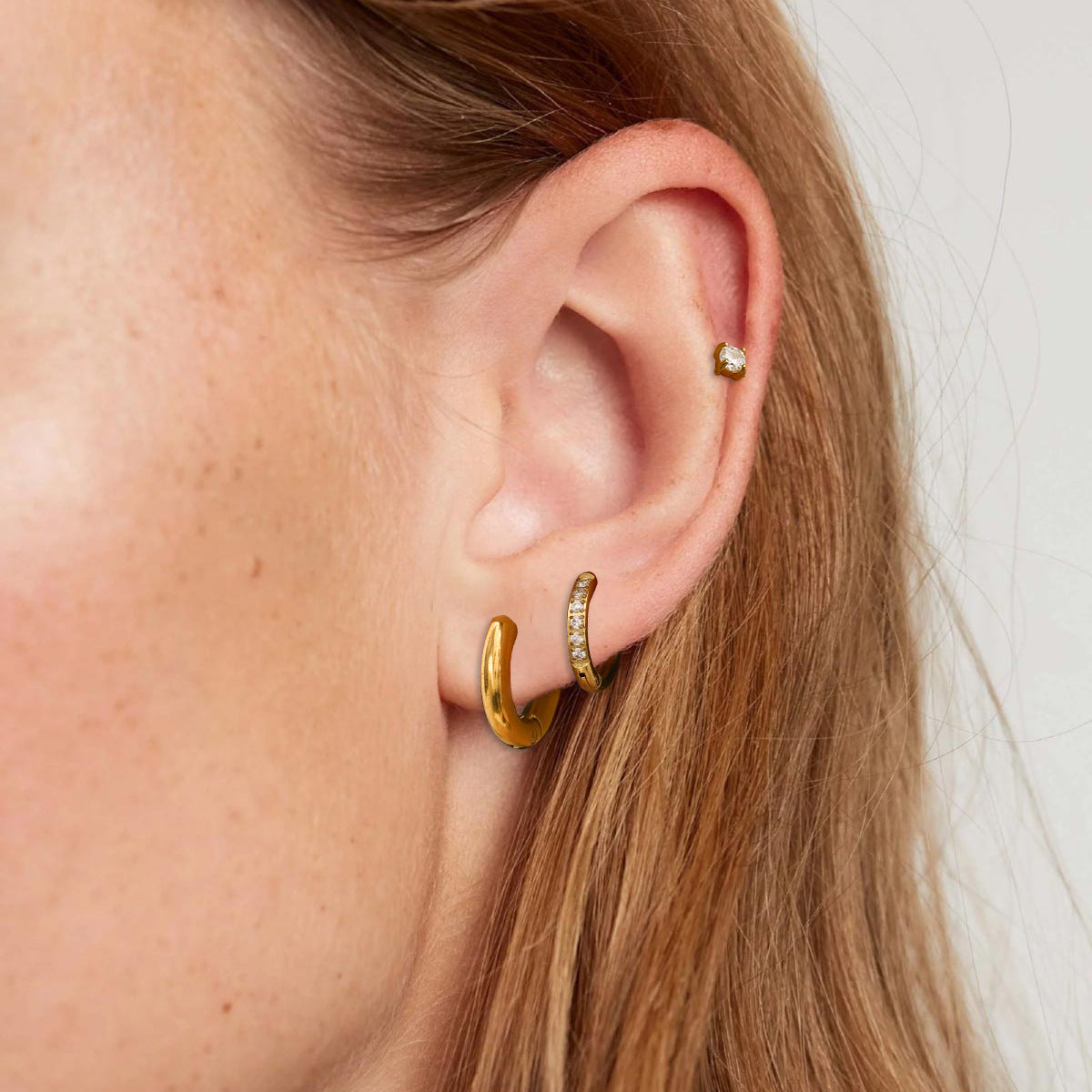 Pendientes geométricos de acero inoxidable con incrustaciones de diamantes de imitación para mujer, pendientes de moda galvanizados para la oficina y el uso diario