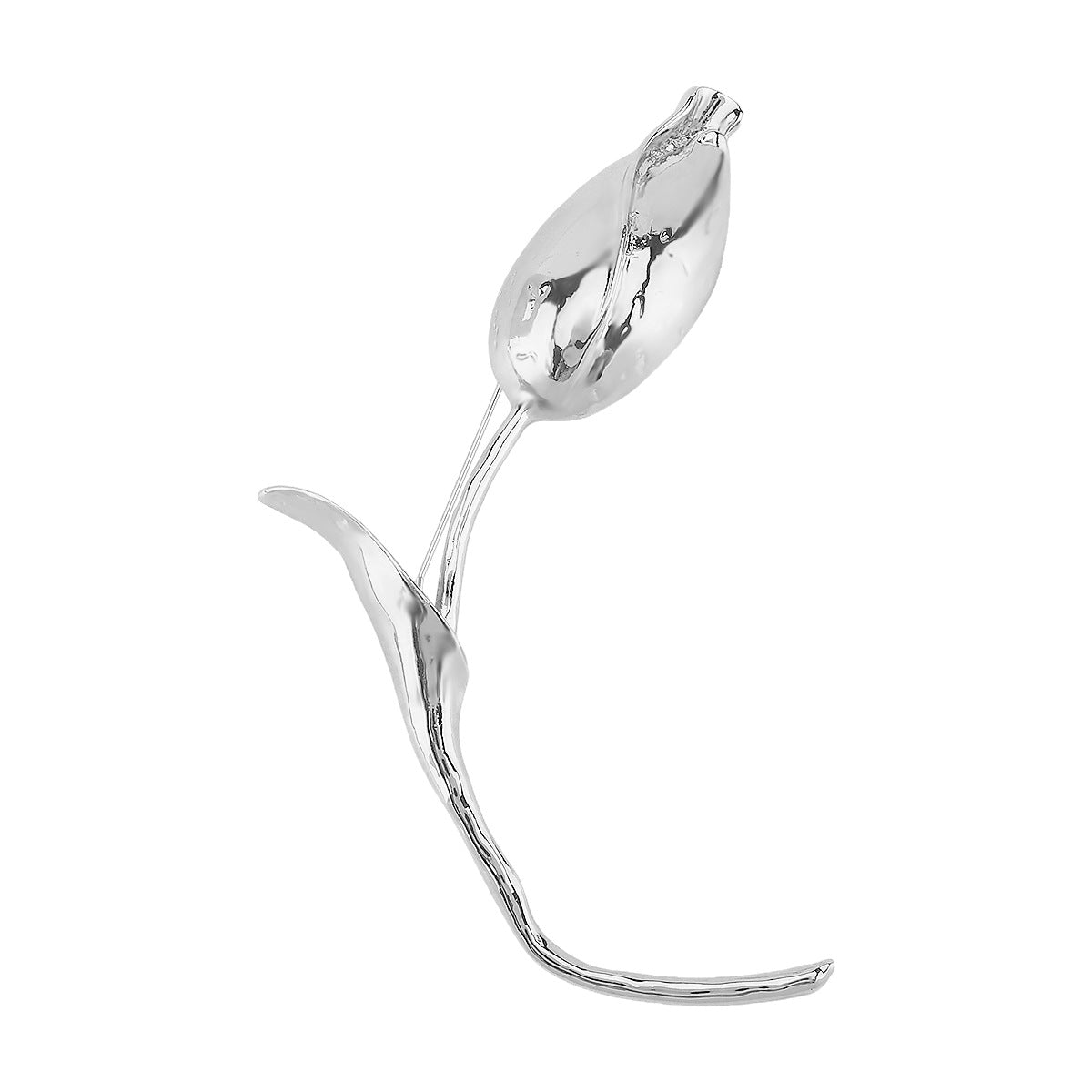 Fashionable Tulip Bud Brooch for Women in Zinc Alloy with Plated Finish, Elegant Floral Design for Office and Casual Wear