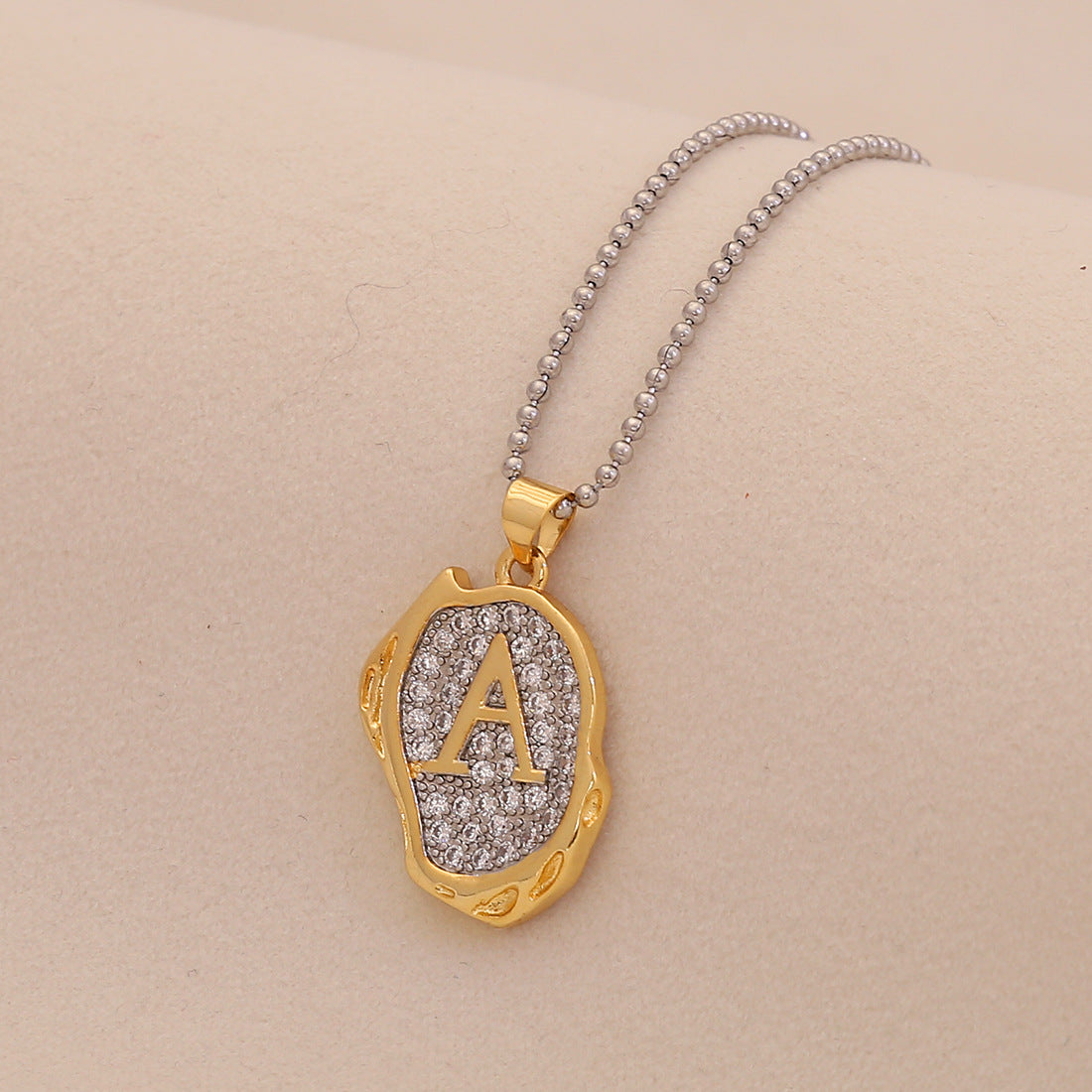 Retro Letter Pendant Necklace for Women in Brass with Minimalist Elegant Locket Style