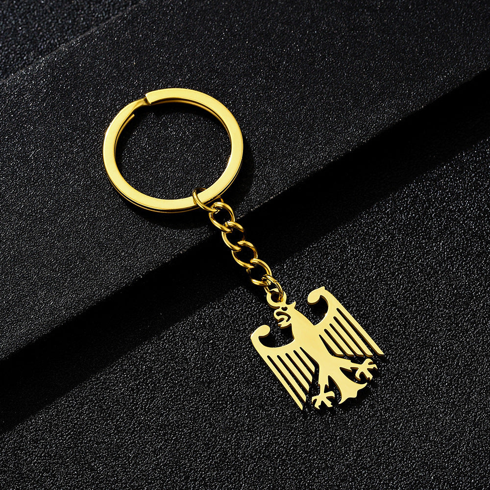 Luxury Eagle Pendant Necklace in Stainless Steel with Vacuum Plating, Flat Cross Chain, Unisex Animal Design