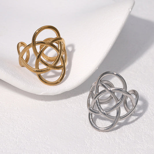 Anello aperto da donna minimalista geometrico irregolare in acciaio inossidabile placcato oro 18 carati