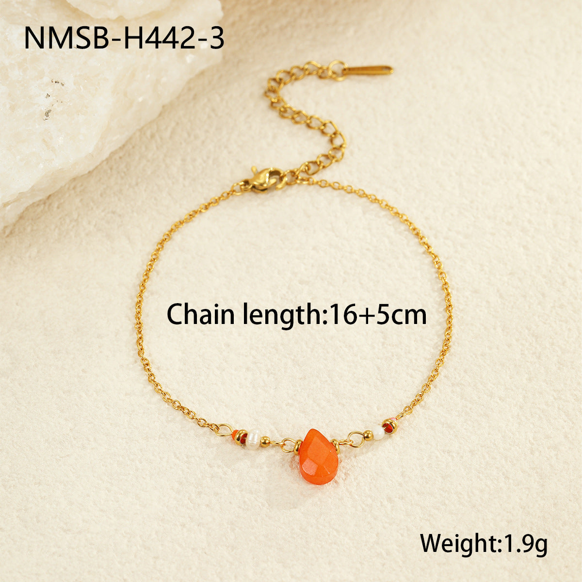 Minimalist Geometric Stainless Steel Bracelet with 18K Gold Plating for Women, Stackable Beaded Chain Jewelry