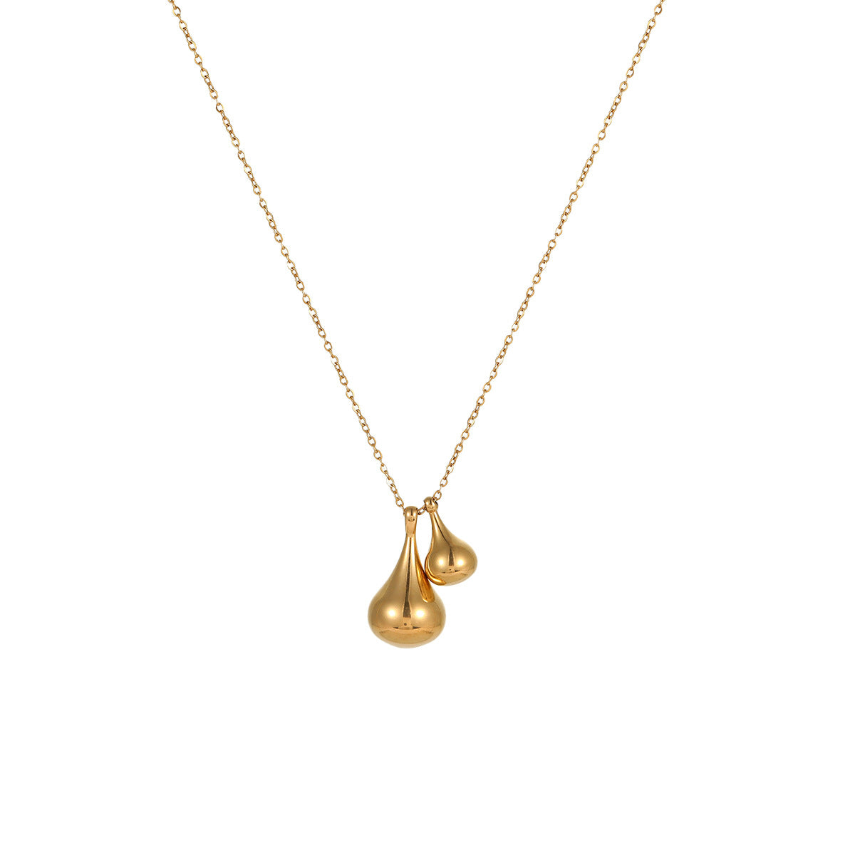 Fashionable Waterdrop-Shaped Stainless Steel Pendant Necklace with Plated Finish for Women, Minimalist Geometric Design, Lightweight Luxe Style