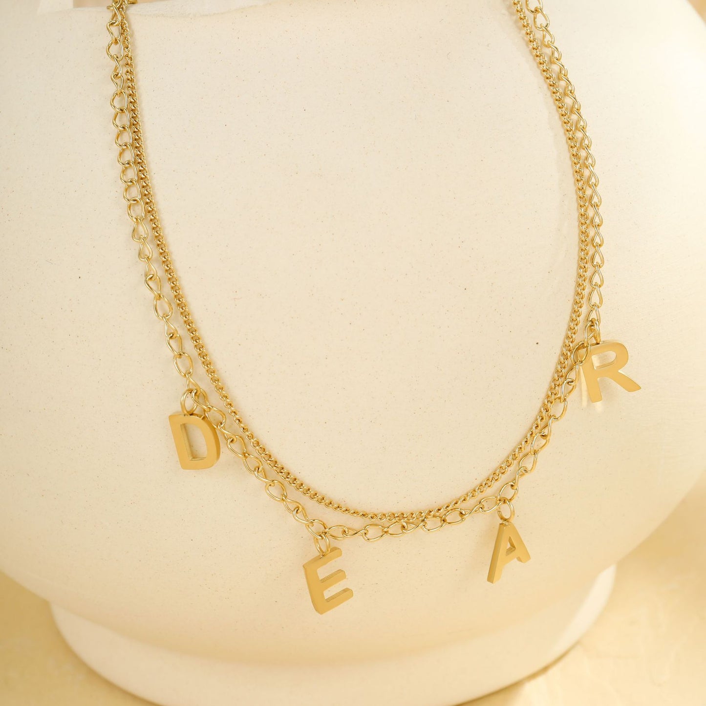 Tobillera de letras geométricas de acero inoxidable para mujeres y hombres, joyería de moda apilable multicapa resistente a la decoloración