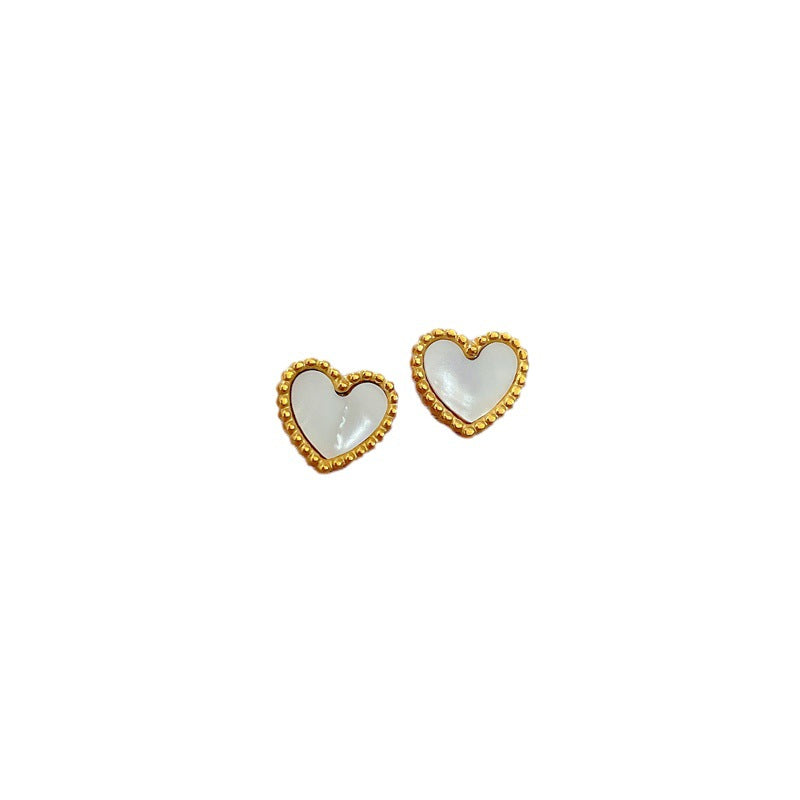 Minimalist Titanium Steel Heart Geometric Stud Earrings for Women