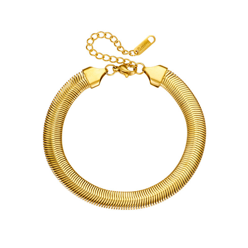 Minimalist Punk Titanium Steel Wide Chain Bracelet with Plated Finish for Unisex Wear
