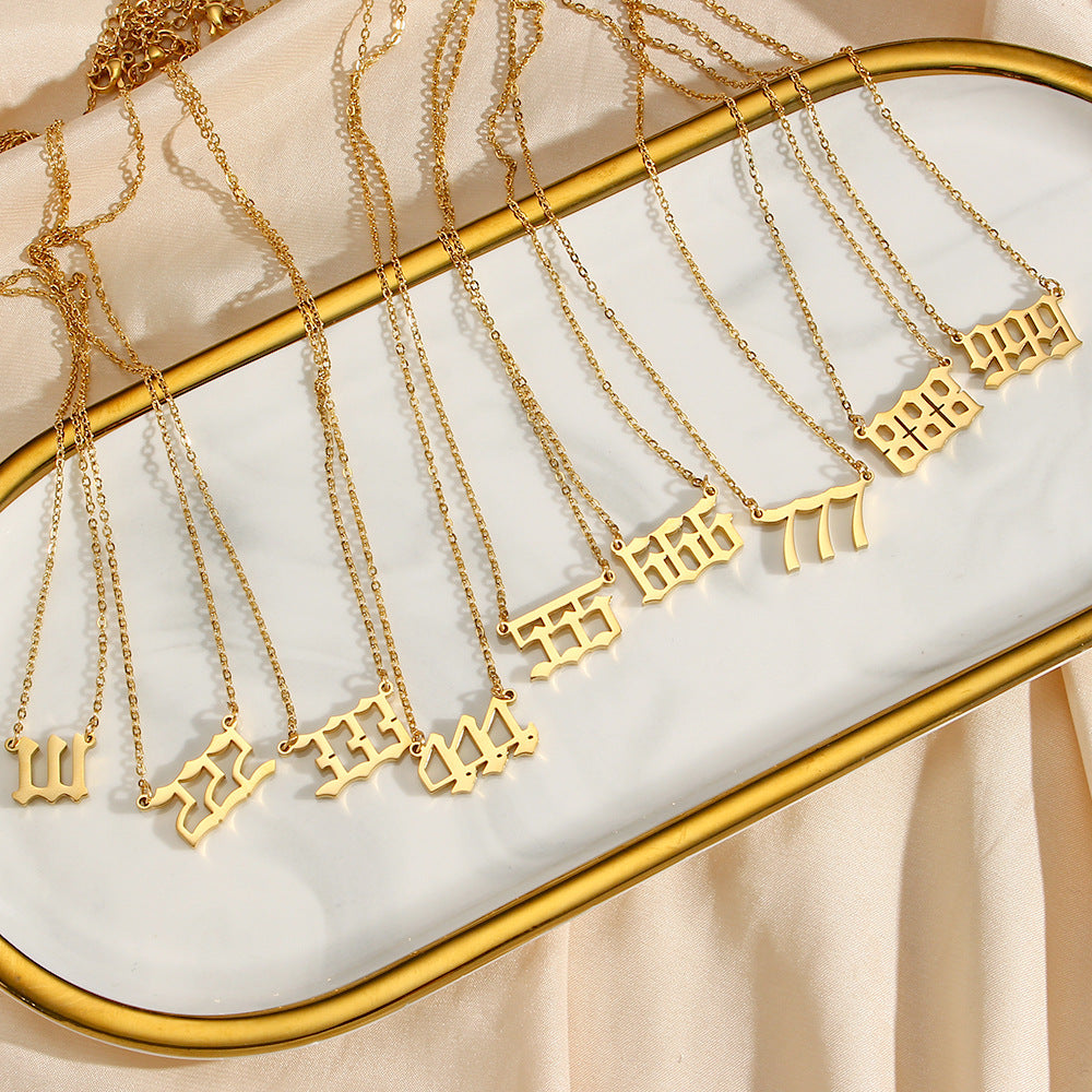 Fashionable Minimalist Numeric Pendant Necklace for Women in Stainless Steel with Plated Finish